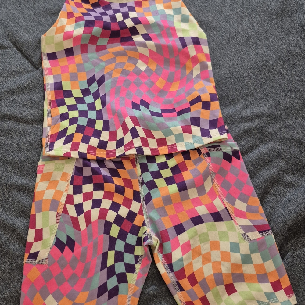 Girls Geometric Bicycle Shorts Patterned Set